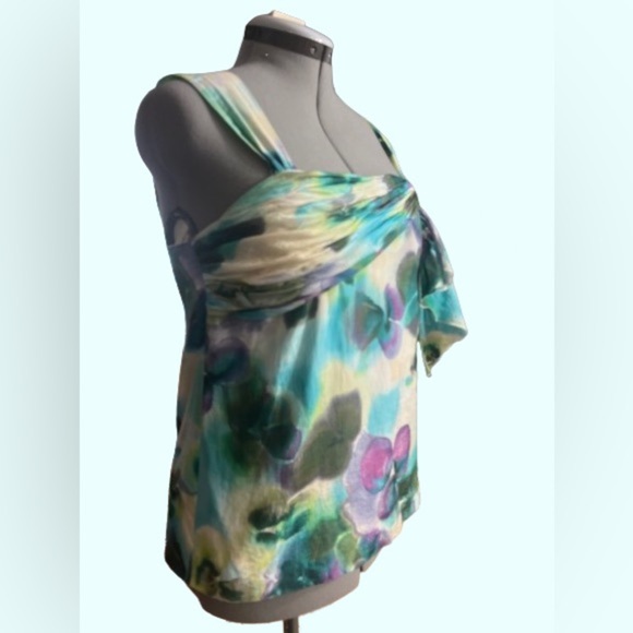 Ann Taylor Loft, Watercolor Strappy Top, Sz med - Picture 2 of 5